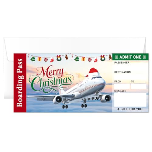 Christmas Boarding Pass Gift Card Set - Surprise Travel Reveal for Holiday Gifts