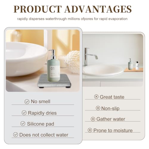 Gray Diatomite Sink Tray Set - Water Absorbing Coasters & Soap Holder
