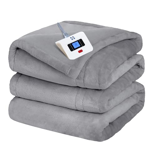 Sealy Twin Electric Heated Blanket 62x84 Inches with Auto Shutoff Light Grey