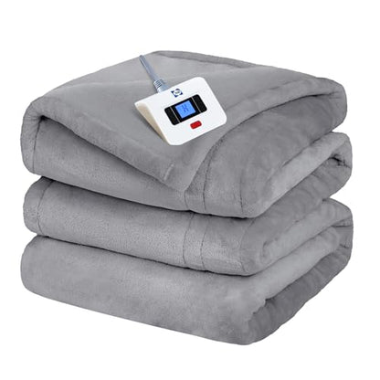 Sealy Twin Electric Heated Blanket 62x84 Inches with Auto Shutoff Light Grey