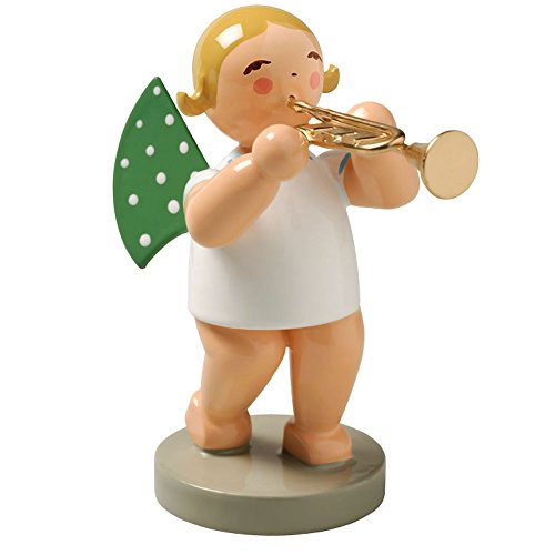 Hand-Painted Angel with Trumpet Figurine - German Craftsmanship, 6 cm