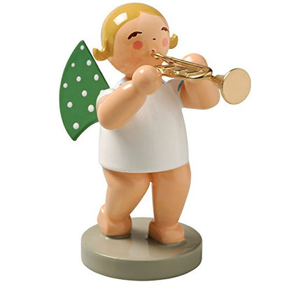 Hand-Painted Angel with Trumpet Figurine - German Craftsmanship, 6 cm