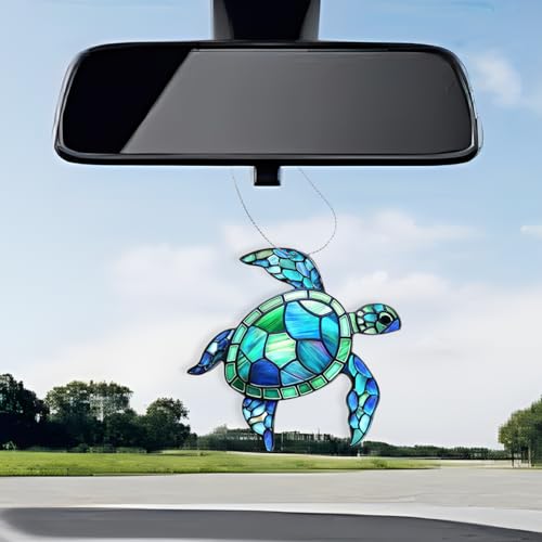 Sea Turtle Acrylic Window Suncatcher Coastal Decor Christmas Ornament Blue Sea