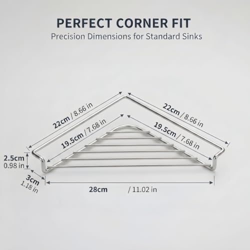 Corner Sink Drying Rack - Triangle Stainless Steel Sink Shelf - 1 Pack