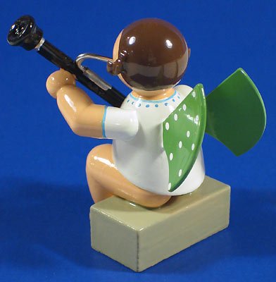 German Hand-Painted Angel Figurine with Bassoon - Collectible Folk Art Decor