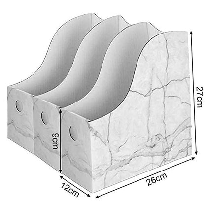 Waterproof Cardboard Magazine Holder with Marble Pattern - Desk Organizer Storage Box