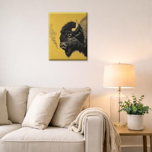Variation of THIS listing J-1: Whimsical Bison Wall Art 8x10 Framed Canvas Print