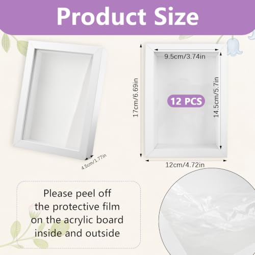 12 Pack Small Wood Shadow Box Frames 4x6 Inch for Dried Flowers Photos Memorabilia