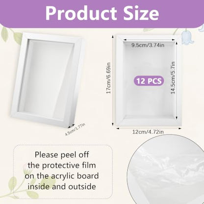 12 Pack Small Wood Shadow Box Frames 4x6 Inch for Dried Flowers Photos Memorabilia