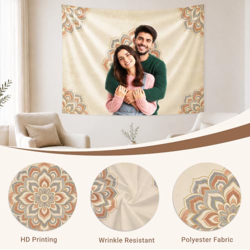 Personalized Photo & Text Wall Tapestry 60x40in Polyester Custom Room Decor Variation of Polyester / Tapestry-B / 60L x 40W