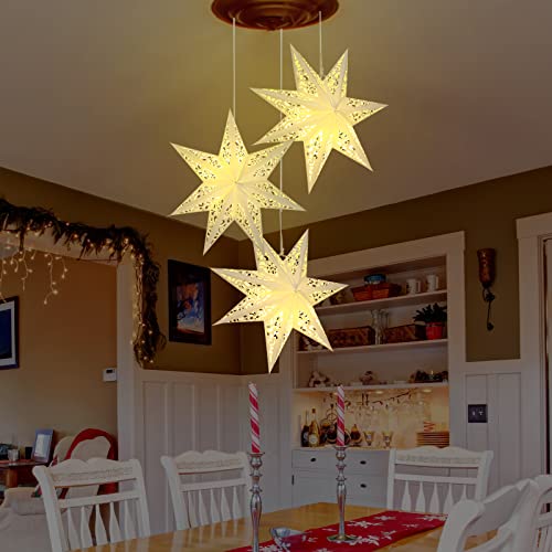 Kingdder Paper Star Lantern with Light - Warm Yellow Christmas Decor, 1 Pc