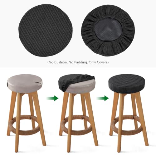 YISUN Waterproof Round Bar Stool Cover 12-15 Inch Black A01 / M - 2 Pack