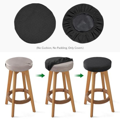 YISUN Waterproof Round Bar Stool Cover 12-15 Inch Black A01 / M - 2 Pack