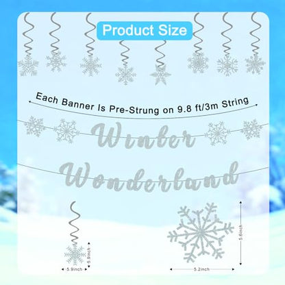 Winter Wonderland Party Banner & Snowflake Decorations Set