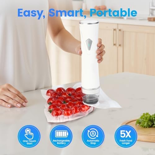 Preserve Compact Vacuum Sealer - Powerful Handheld Food Sealer with 30 Reusable Bags | Meal Saver