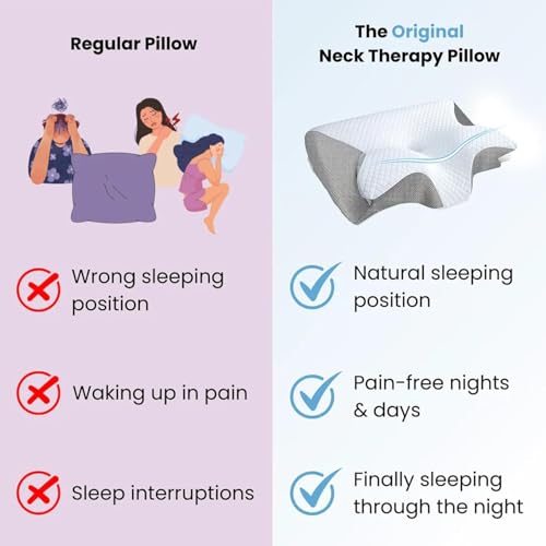Ergonomic Cervical Pillow with Breathable Cover - Memory Foam Side Sleeper Support - Black