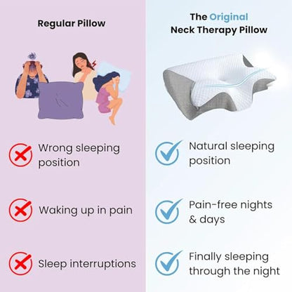 Ergonomic Cervical Pillow with Breathable Cover - Memory Foam Side Sleeper Support - Black