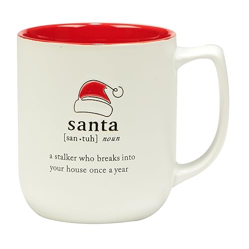 Christmas Fun Red Sayings 16 oz. Ceramic Mug Set of 6 with Variations - Holiday Drinking Cups