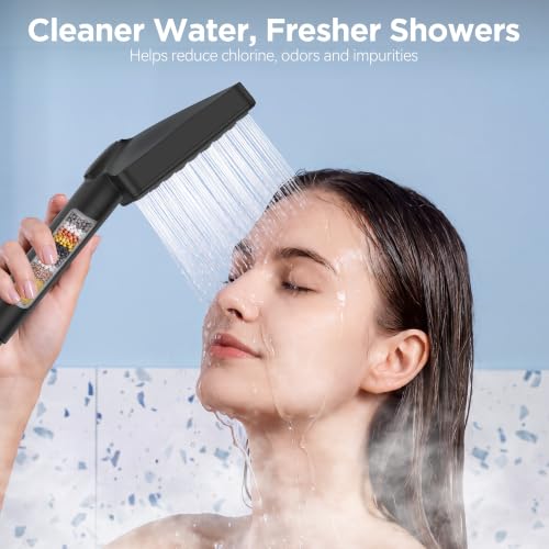 MakeFit Black Handheld Shower Head with Filter & 7 Modes - High Pressure