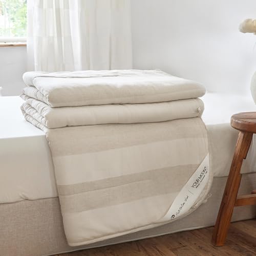 Lightweight Wool Comforter Twin Set with Cotton Duvet Cover - Breathable & Washable