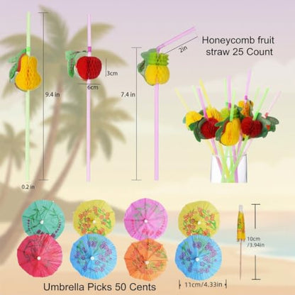 75 Pcs Cocktail Umbrellas & Fruit Straws - Party Drink Decorations