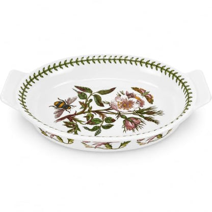 Portmeirion Botanic Garden Small Oval Gratin Dish Dog Rose Porcelain Bakeware