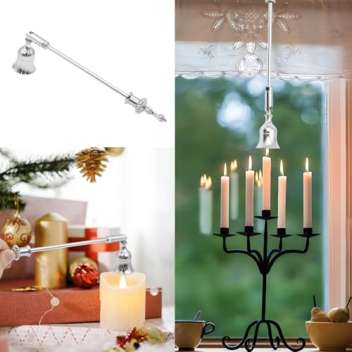 Silver Candle Snuffer 9 Inch Long Handle Bell Shaped Rotatable - Wuyituart