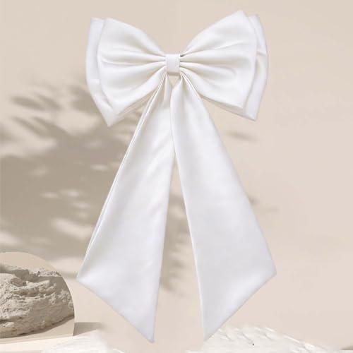 Big Satin Bow Black Wedding Sash Belt with Removable Bow - Large Bridal Waist Accessory, White Variation Included