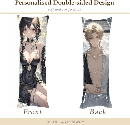 20x54 Custom Body Pillow Case with Photo Double-Sided Printing - Personalized Anime or Loved Ones Design - Soft Washable Cover - Unique Gift for Couples, Husband, Wife