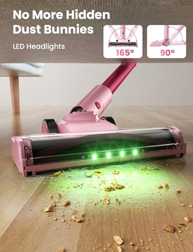 Dzaki Cordless Stick Vacuum Cleaner 650W 55KPa, Cranberry - Pet Hair & Floor Cleaner