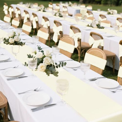 White Satin Table Runner 12x108 Inches – 20 Pack Wedding & Event Decor