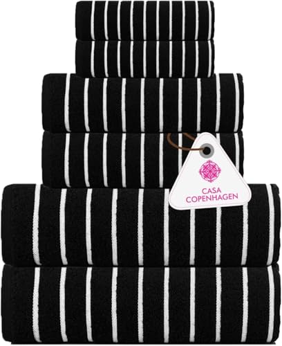 Bathroom Towel Gift Set - 6 Pieces, 600GSM, Black - CASA COPENHAGEN