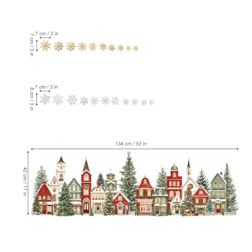 decalmile Christmas Window Clings Red House & Xmas Tree - Retro House Variant