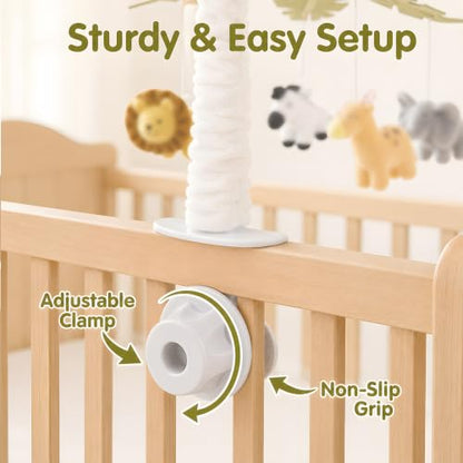 Baby Crib Mobile with Music and Plush Characters for Nursery