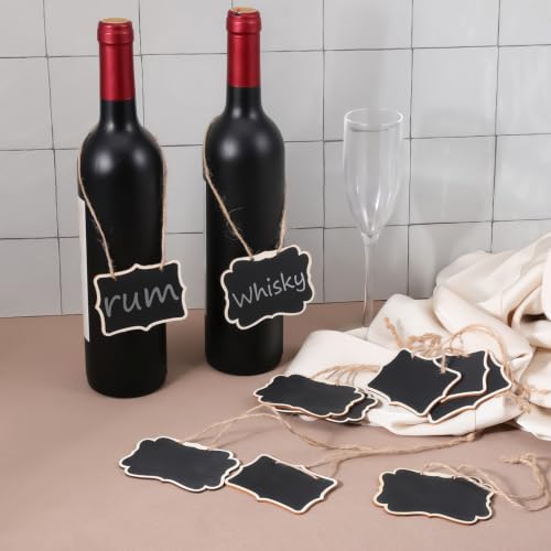 Mini Wooden Chalkboard Signs with String - 10 Pack for Party & Home Decor