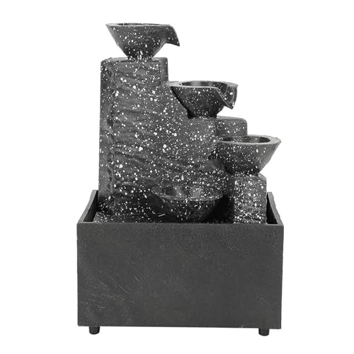 Desktop USB Water Fountain Ornament with LED Lights and Stones - Home Office Decor