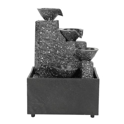 Desktop USB Water Fountain Ornament with LED Lights and Stones - Home Office Decor