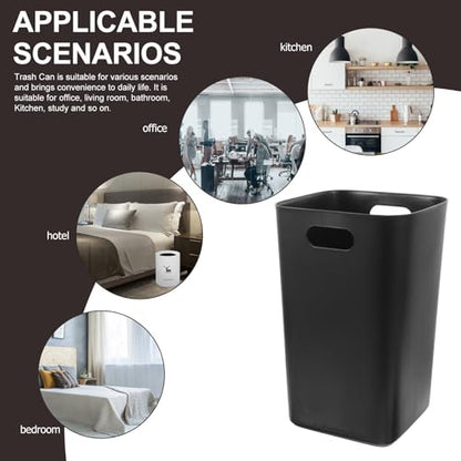Large 13 Gallon Black Plastic Trash Can Without Lid for Bedroom Kitchen Office