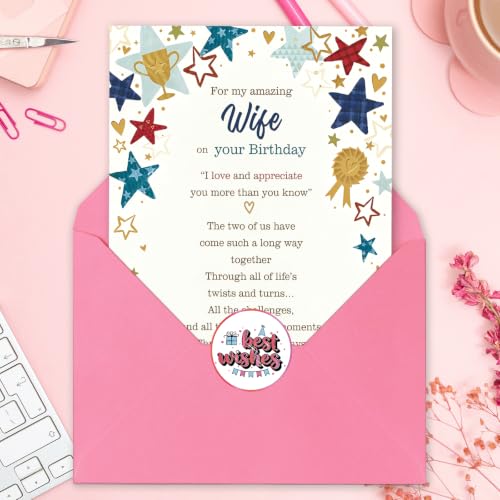 Mu-406 Romantic Birthday Card for Wife from Husband - Love & Celebration