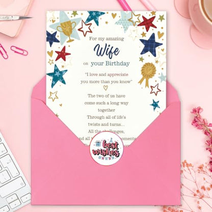 Mu-406 Romantic Birthday Card for Wife from Husband - Love & Celebration