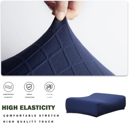 Navy Blue Rectangular Stretch Bar Stool Covers Set of 2 - Washable Slipcovers for Counter Height Chairs