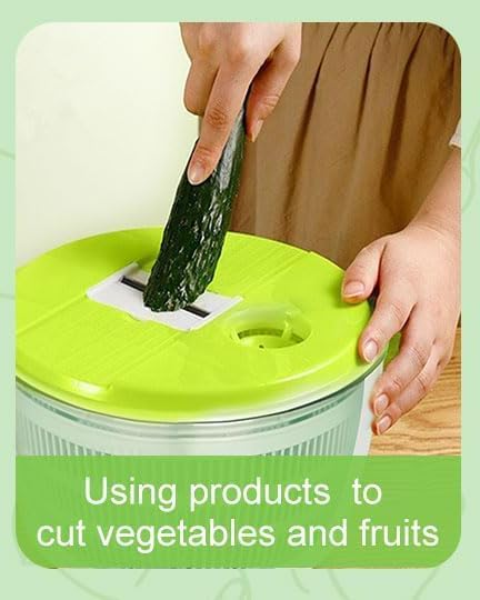 Skiennix 6-In-1 Salad Spinner - Large Multi-Use Lettuce & Vegetable Chopper | 5 Quart Capacity