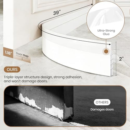 Door Draft Stopper Weather Stripping Seal - White, 4 Pack