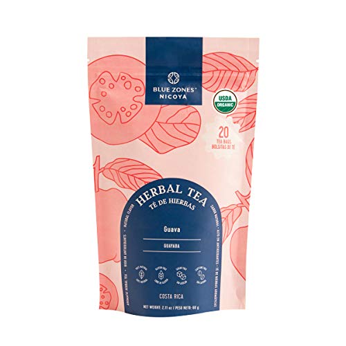 Blue Zones Nicoya - Guava Leaf Flavored Tea Bags - 100% Natural, and Refreshing - High Micronutrients - Gluten, Caffeine, Sugar-Free - Pack of 20 (2.11 oz/ 60 g)