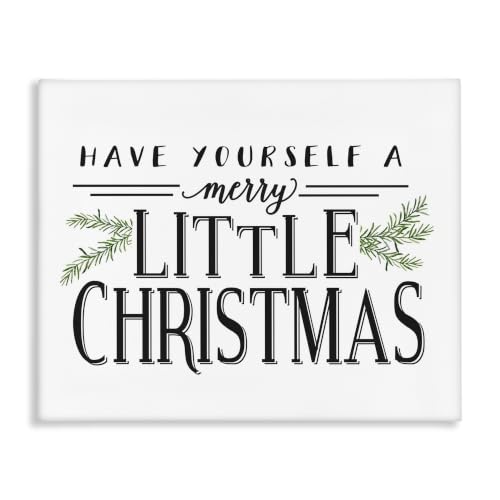 Merry Little Christmas Holiday Word Canvas Art - 24x30 Inches, Stretched Wall Decor