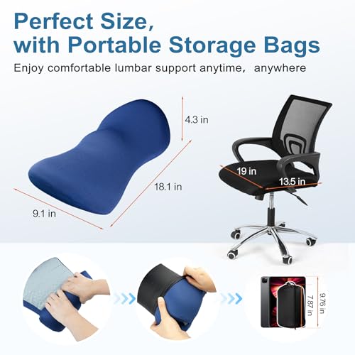 Dikuer Heated Lumbar Support Pillow, Lumbar Support Pillow with Detachable Heating Pad for Back Pain Relief, Back Pillow for Sleeping, Office, Chair, Car