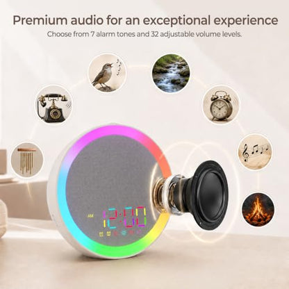 Heavy Sleepers Alarm Clock with Vibrating Bed Shaker, 10-Color Night Light, Dual Alarm, USB Charging
