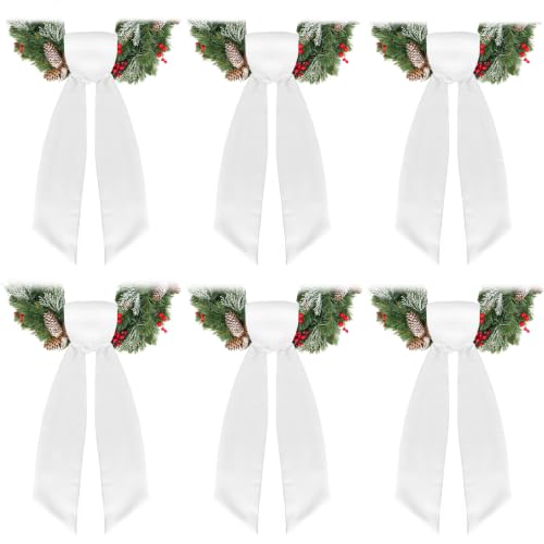6PCS White Wreath Sashes for Front Doors - Perfect for Holiday & Event Decor