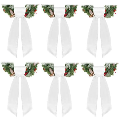 6PCS White Wreath Sashes for Front Doors - Perfect for Holiday & Event Decor