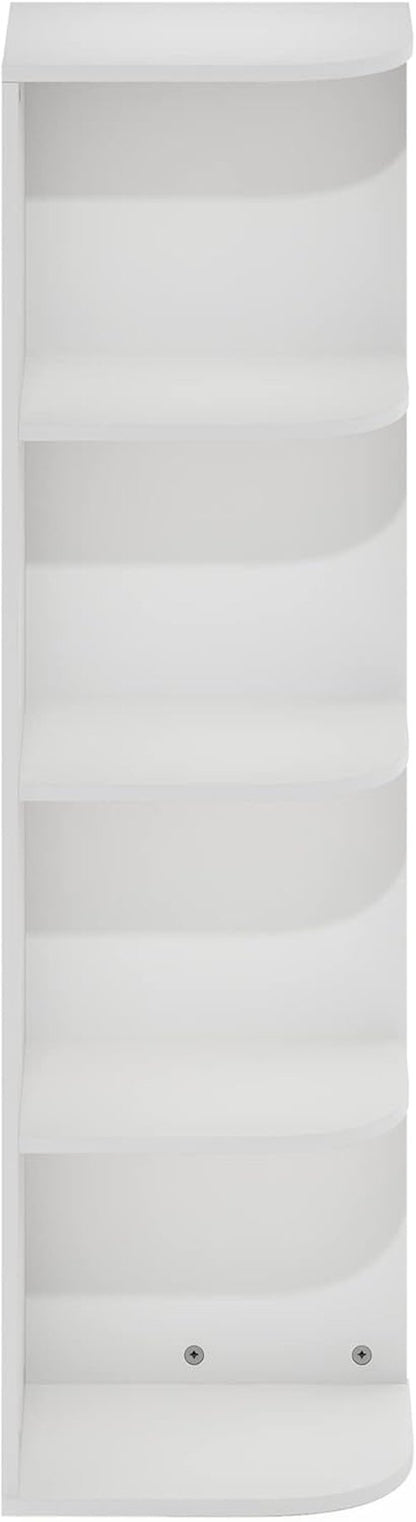 Furinno Pasir 4-Tier Corner Bookcase - Stylish Open Shelf Design in White Finish